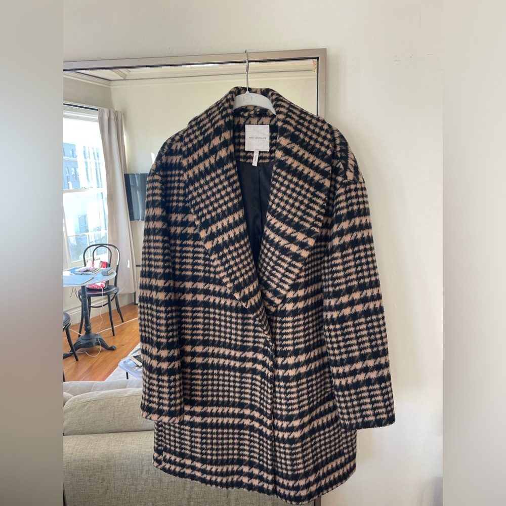 Avec Les Filles Plaid Shawl Collar wool Coat